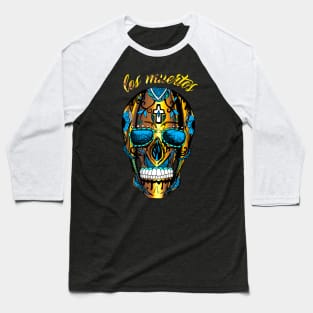 Los Muertos Sugar Skull - Gold and Blue Edition Baseball T-Shirt